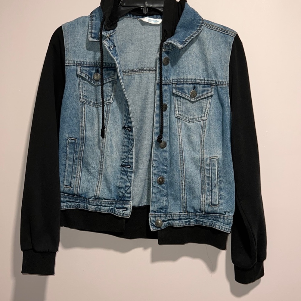 cropped M denim hoodie jean jacket